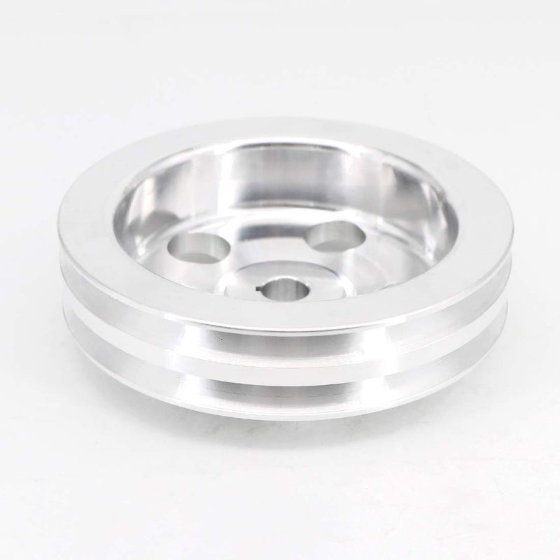 KIPA Aluminium Double groove Power Steering Pump Pulley For Chevy SBC BBC With key-way power steering units through 1984 with a 5/8" Shaft Satin Aluminium Finish Durable 2-Groove 8848-1 - Image 4